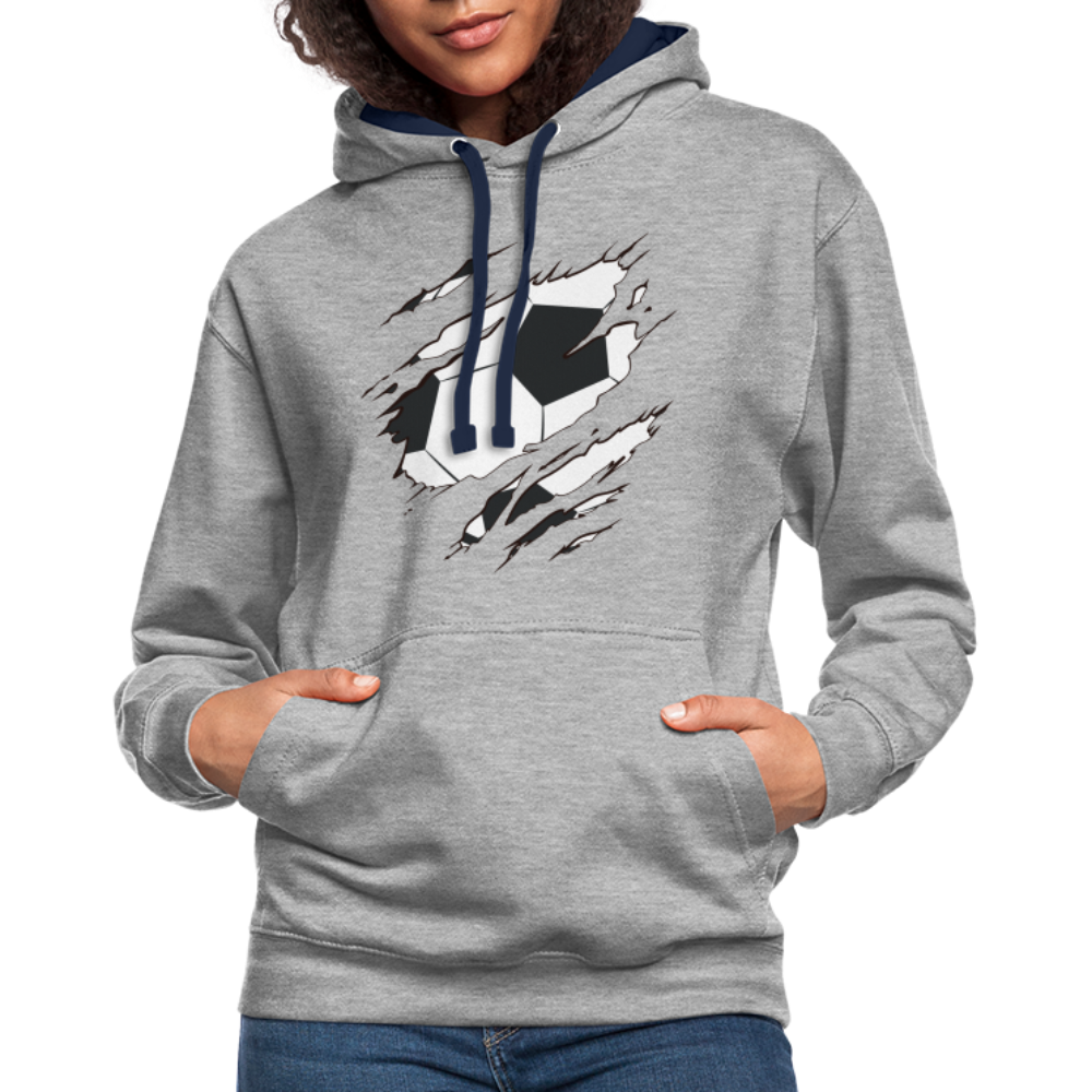 Fußball Fans Fußball zerrissener Hoodie Style Männer Hoodie - heather grey/navy