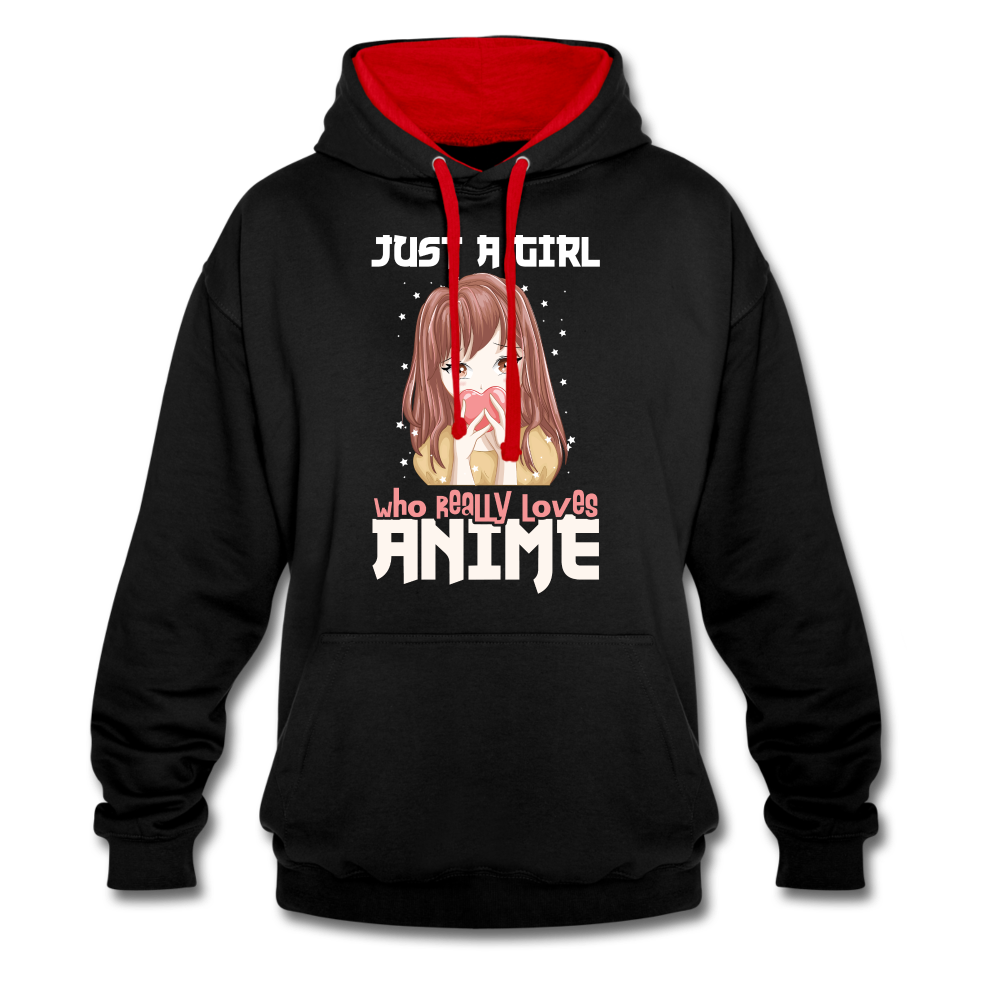 Anime Fans Ein Mädchen was Anime liebt Geschenk Hoodie - black/red