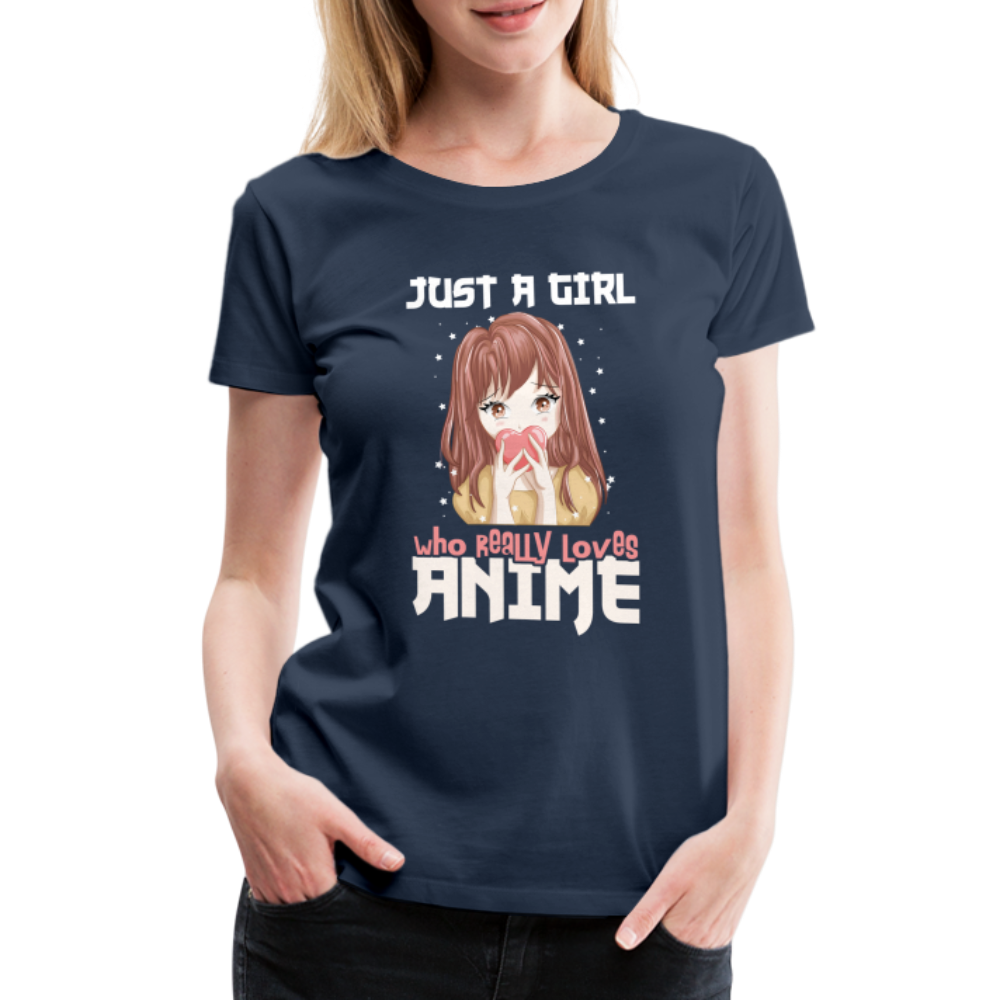 Anime Fans Ein Mädchen was Anime liebt Geschenk Frauen Premium T-Shirt - navy