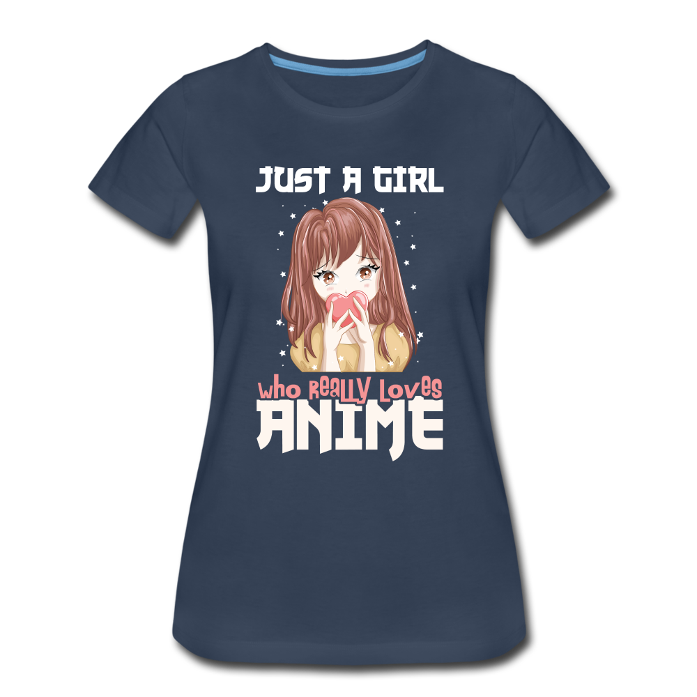 Anime Fans Ein Mädchen was Anime liebt Geschenk Frauen Premium T-Shirt - navy