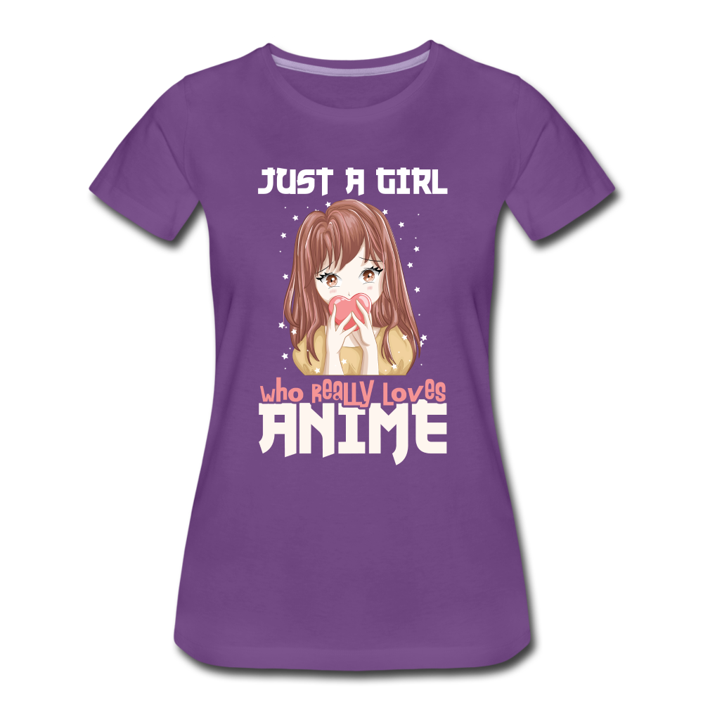 Anime Fans Ein Mädchen was Anime liebt Geschenk Frauen Premium T-Shirt - purple