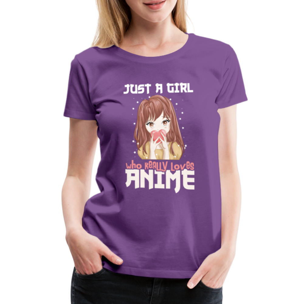 Anime Fans Ein Mädchen was Anime liebt Geschenk Frauen Premium T-Shirt - purple