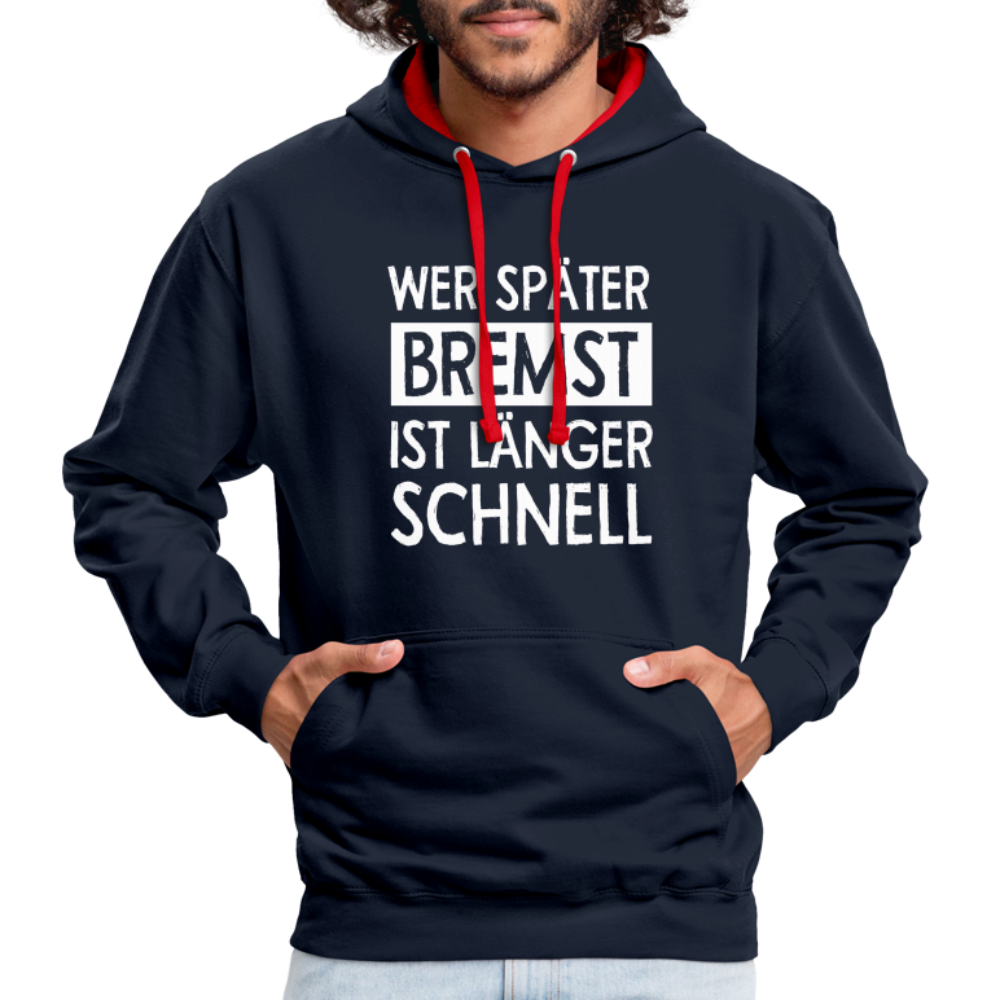 Mechaniker Wer später bremst ist länger schnell Lustiger Hoodie - navy/red