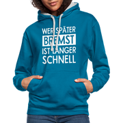 Mechaniker Wer später bremst ist länger schnell Lustiger Hoodie - peacock blue/heather grey