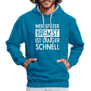 Mechaniker Wer später bremst ist länger schnell Lustiger Hoodie - peacock blue/heather grey