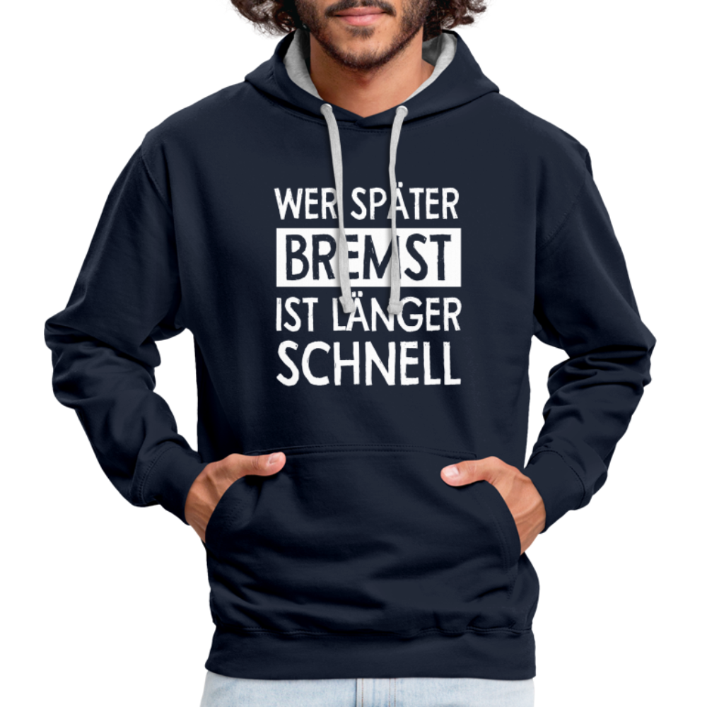 Mechaniker Wer später bremst ist länger schnell Lustiger Hoodie - navy/heather grey