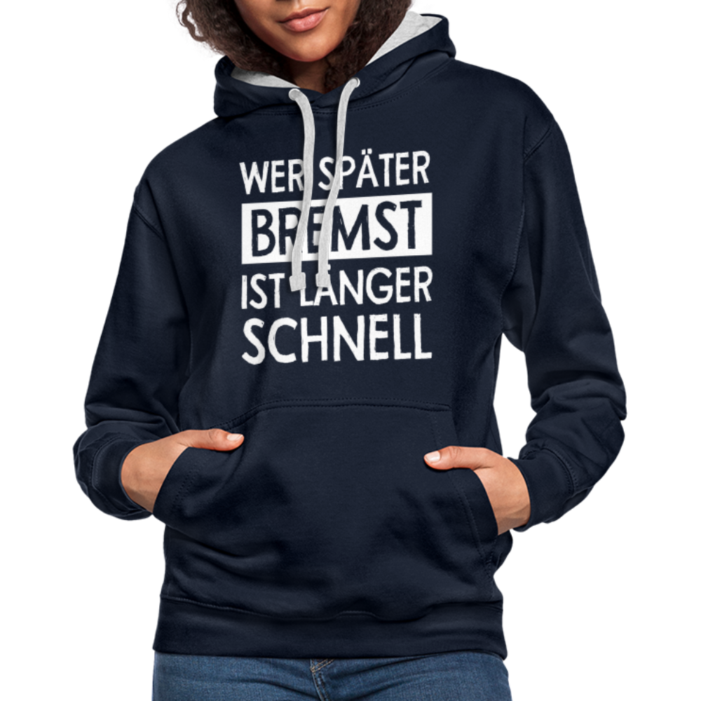 Mechaniker Wer später bremst ist länger schnell Lustiger Hoodie - navy/heather grey