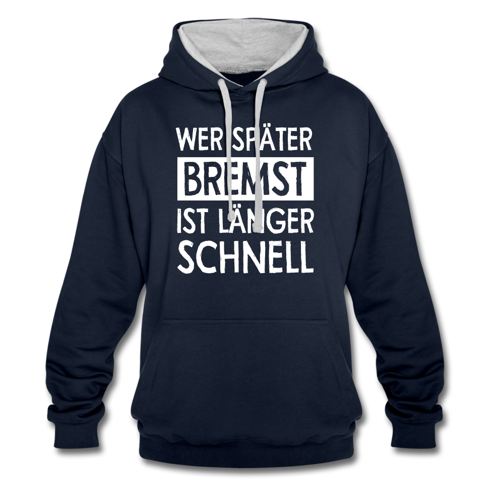 Mechaniker Wer später bremst ist länger schnell Lustiger Hoodie - navy/heather grey