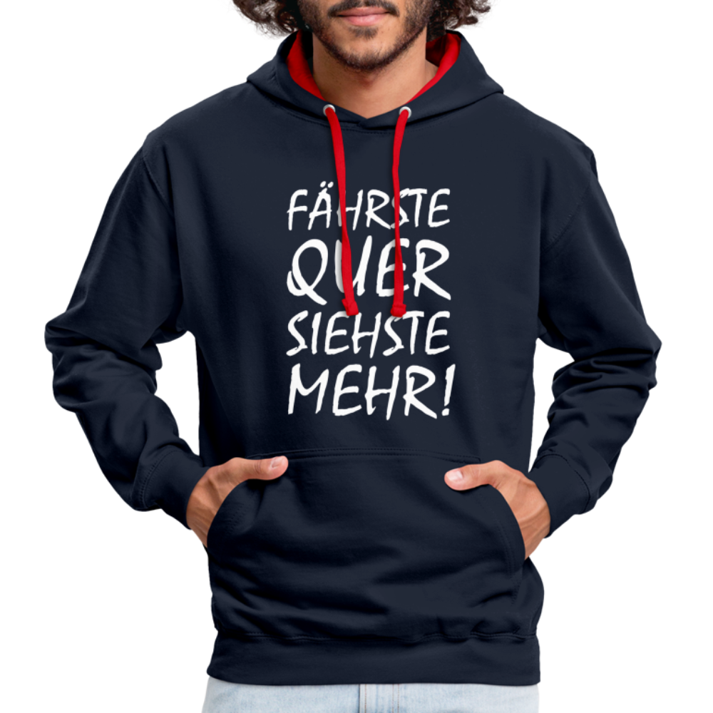 Fährste Quer Siehste Mehr Fun Hoodie - navy/red