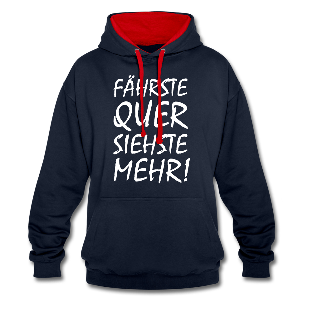 Fährste Quer Siehste Mehr Fun Hoodie - navy/red