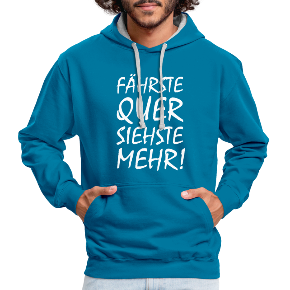 Fährste Quer Siehste Mehr Fun Hoodie - peacock blue/heather grey