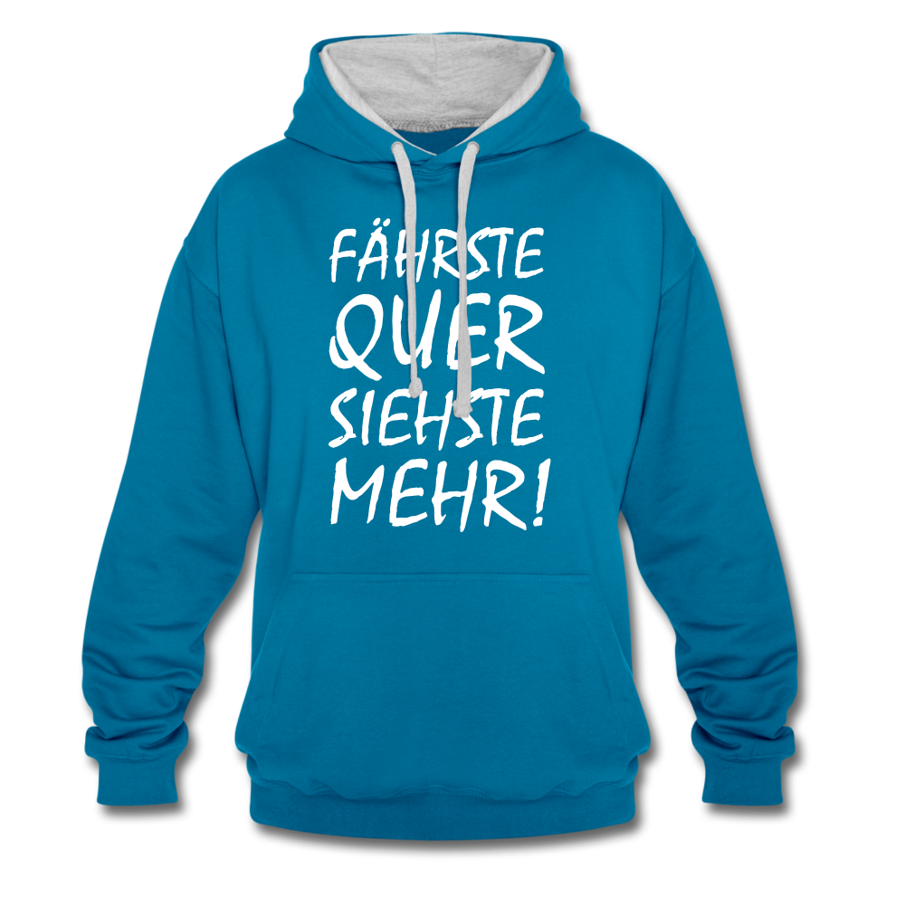 Fährste Quer Siehste Mehr Fun Hoodie - peacock blue/heather grey