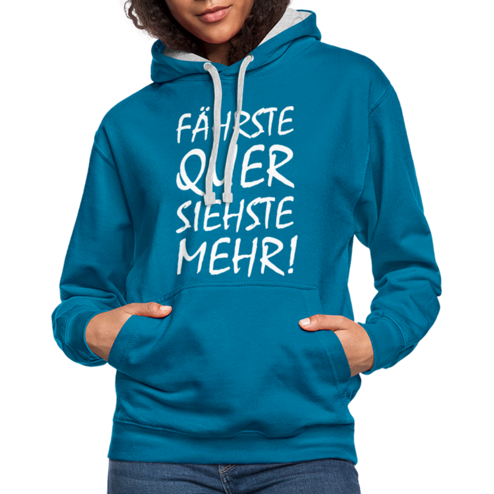 Fährste Quer Siehste Mehr Fun Hoodie - peacock blue/heather grey