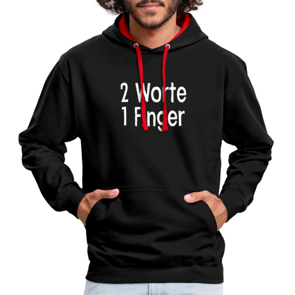 Sarkasmus 2 Worte ein Finger witziges lustiges Hoodie - black/red