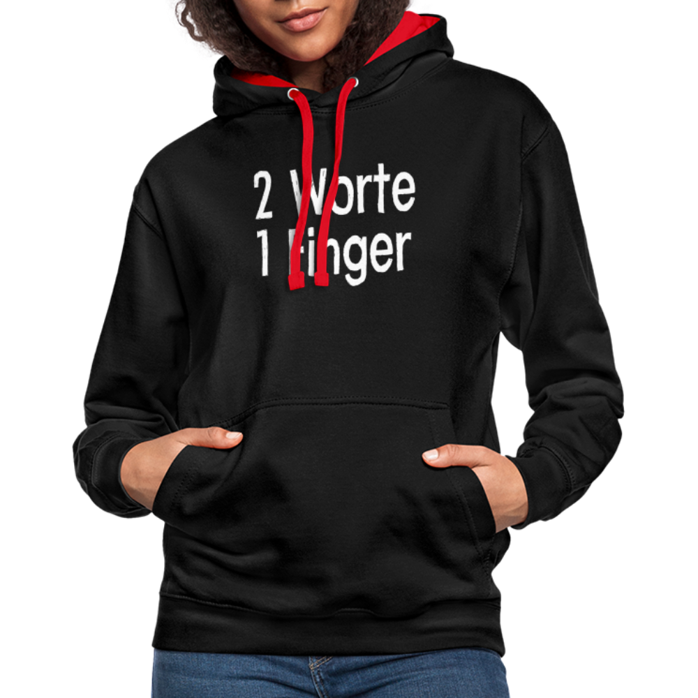 Sarkasmus 2 Worte ein Finger witziges lustiges Hoodie - black/red