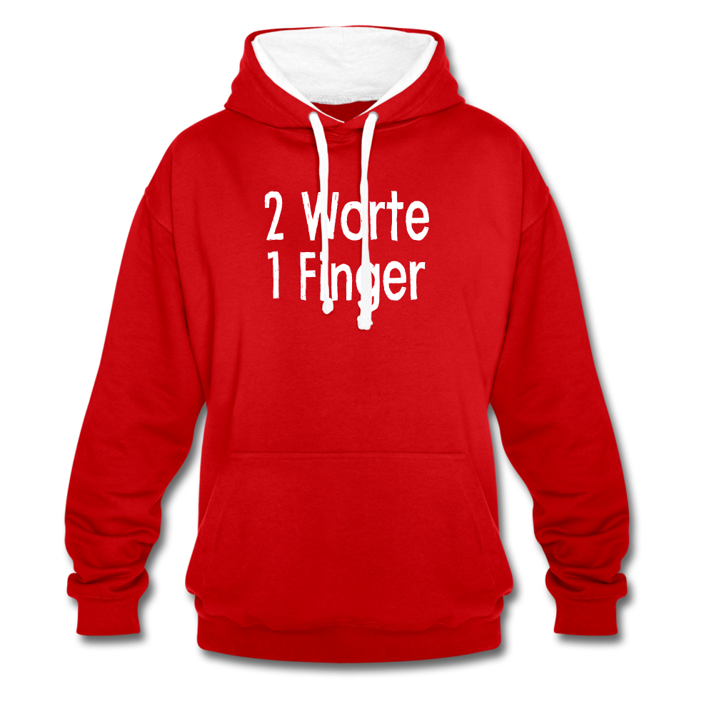 Sarkasmus 2 Worte ein Finger witziges lustiges Hoodie - red/white