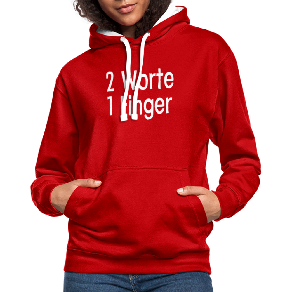 Sarkasmus 2 Worte ein Finger witziges lustiges Hoodie - red/white