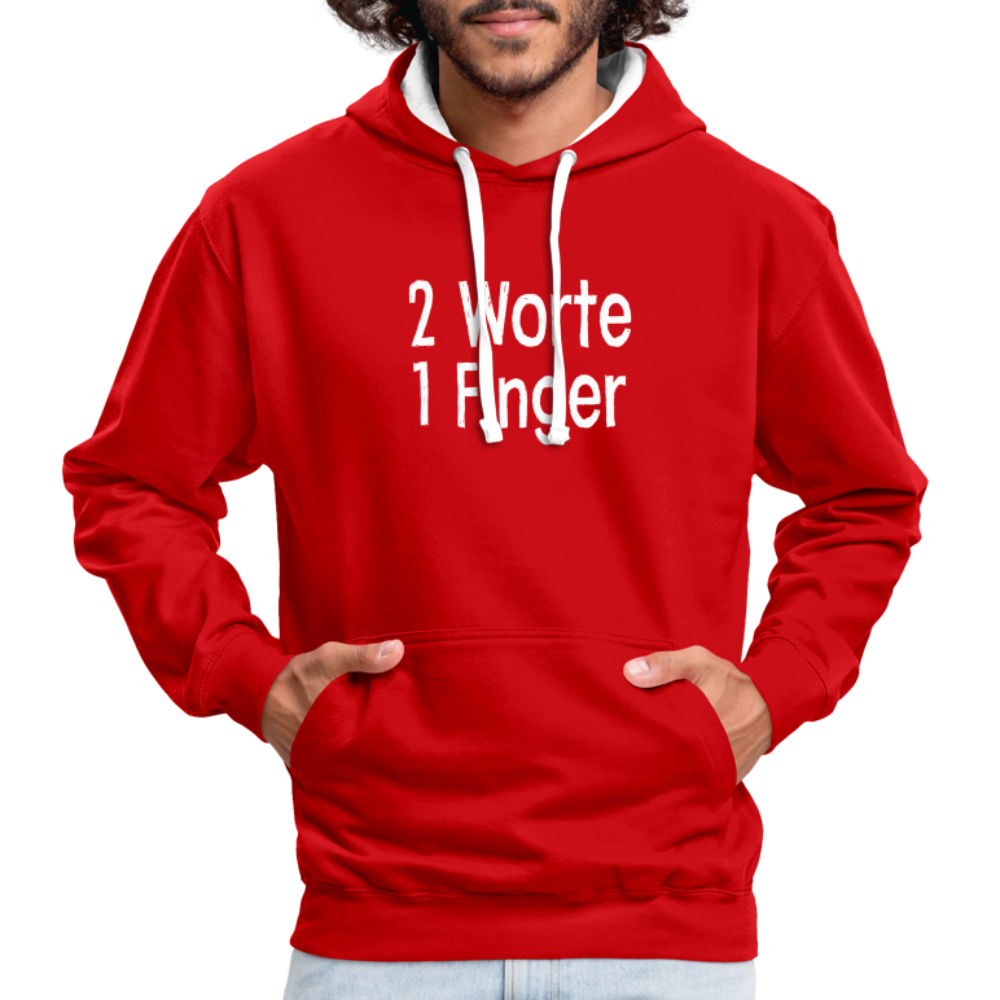 Sarkasmus 2 Worte ein Finger witziges lustiges Hoodie - red/white