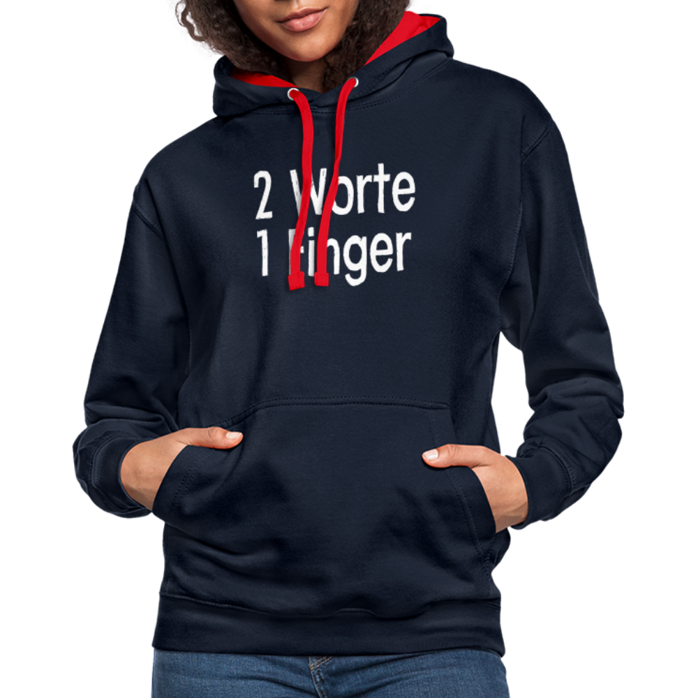 Sarkasmus 2 Worte ein Finger witziges lustiges Hoodie - navy/red