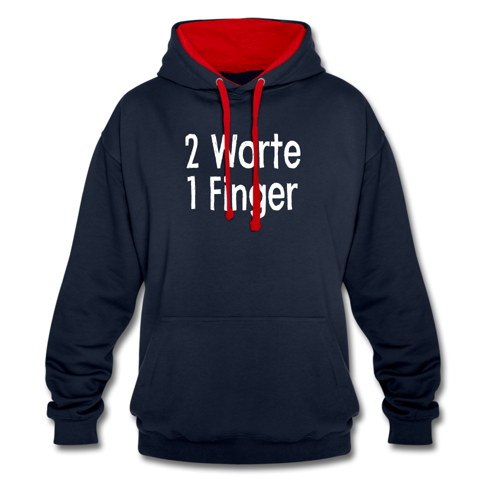 Sarkasmus 2 Worte ein Finger witziges lustiges Hoodie - navy/red