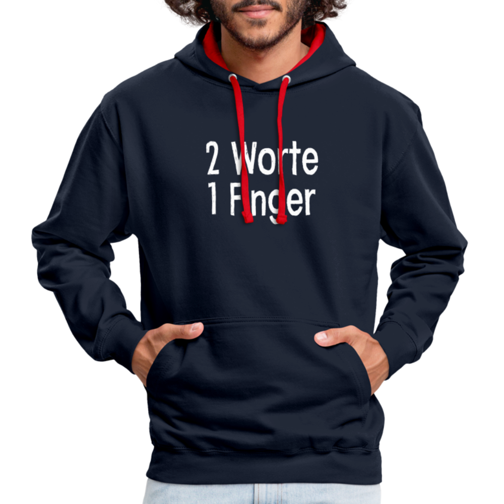 Sarkasmus 2 Worte ein Finger witziges lustiges Hoodie - navy/red