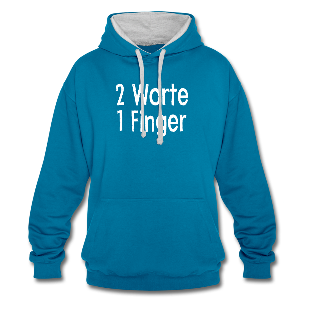 Sarkasmus 2 Worte ein Finger witziges lustiges Hoodie - peacock blue/heather grey