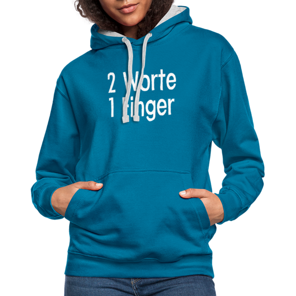 Sarkasmus 2 Worte ein Finger witziges lustiges Hoodie - peacock blue/heather grey