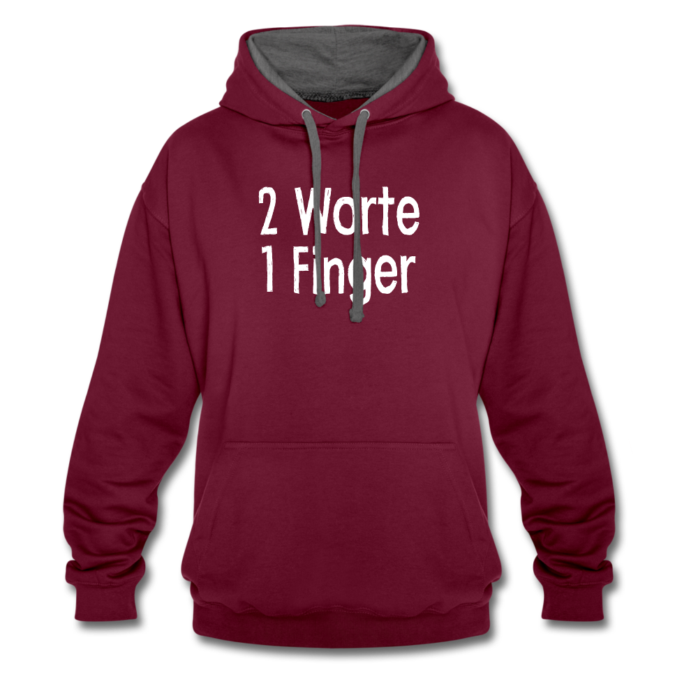 Sarkasmus 2 Worte ein Finger witziges lustiges Hoodie - burgundy/charcoal