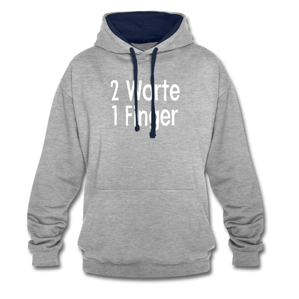 Sarkasmus 2 Worte ein Finger witziges lustiges Hoodie - heather grey/navy