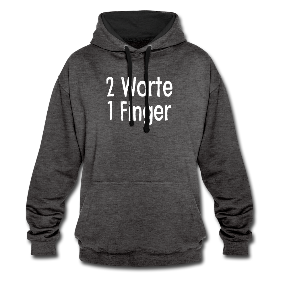 Sarkasmus 2 Worte ein Finger witziges lustiges Hoodie - charcoal/black