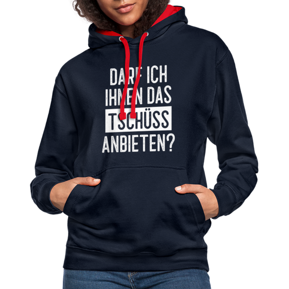 Darf ich ihnen das tschüss anbieten Sarkasmus witziger Hoodie - navy/red