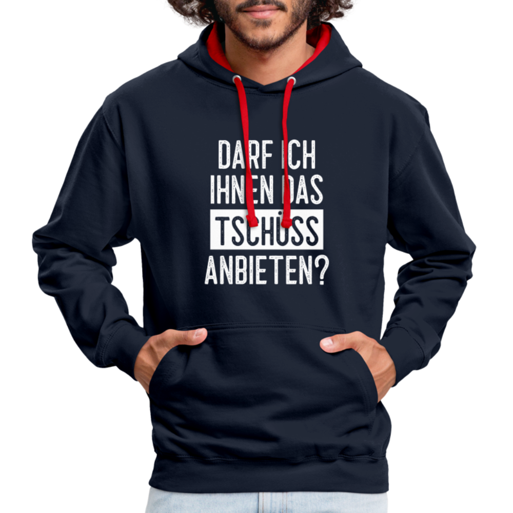 Darf ich ihnen das tschüss anbieten Sarkasmus witziger Hoodie - navy/red