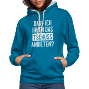 Darf ich ihnen das tschüss anbieten Sarkasmus witziger Hoodie - peacock blue/heather grey