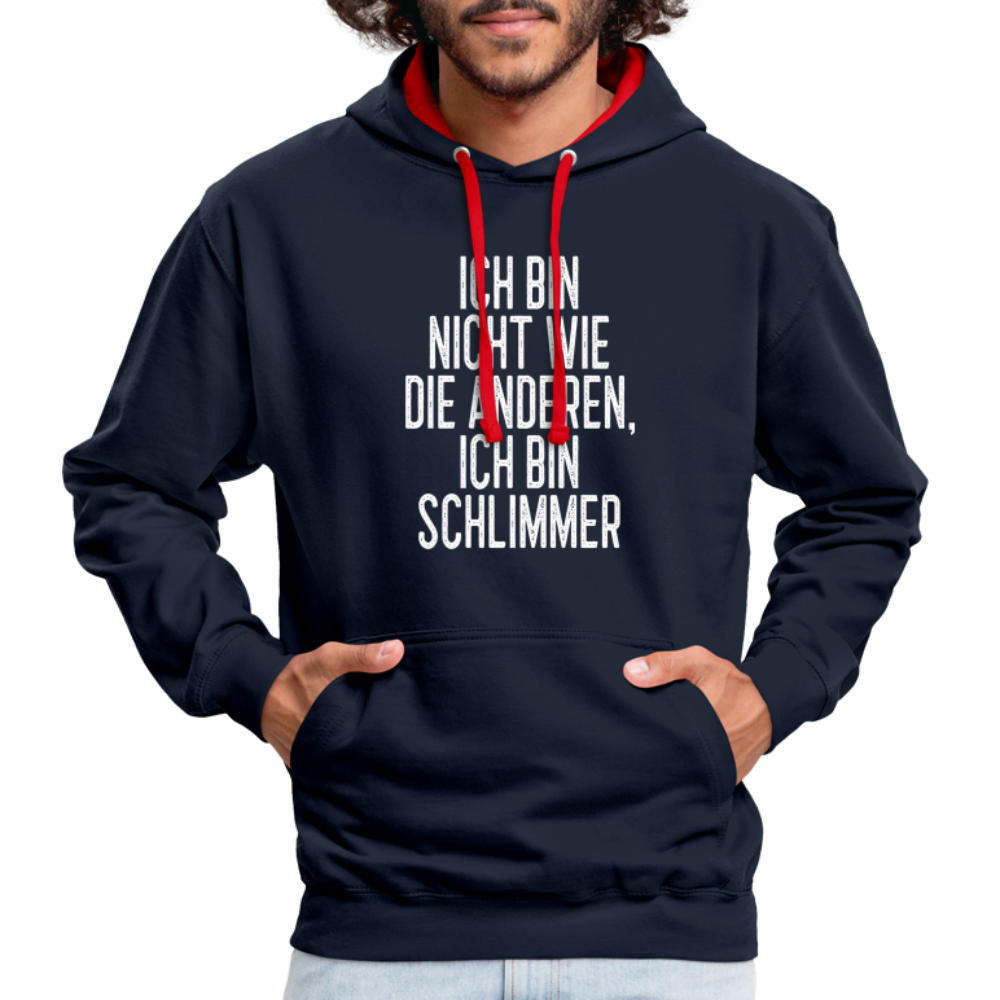 Ich bin nicht wie die anderen ich bin schlimmer witziger Hoodie - navy/red