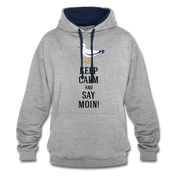 Möwe Keep calm and say moin Hamburg Nordsee Ostsee Lustiger Hoodie - heather grey/navy
