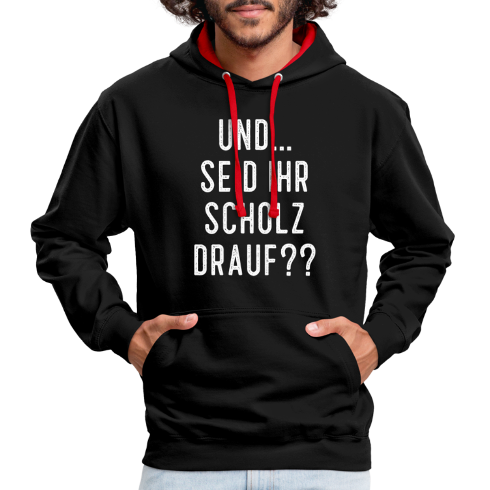 und ... Seid ihr Scholz drauf Kontrast-Hoodie - black/red