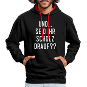 und ... Seid ihr Scholz drauf Kontrast-Hoodie - black/red