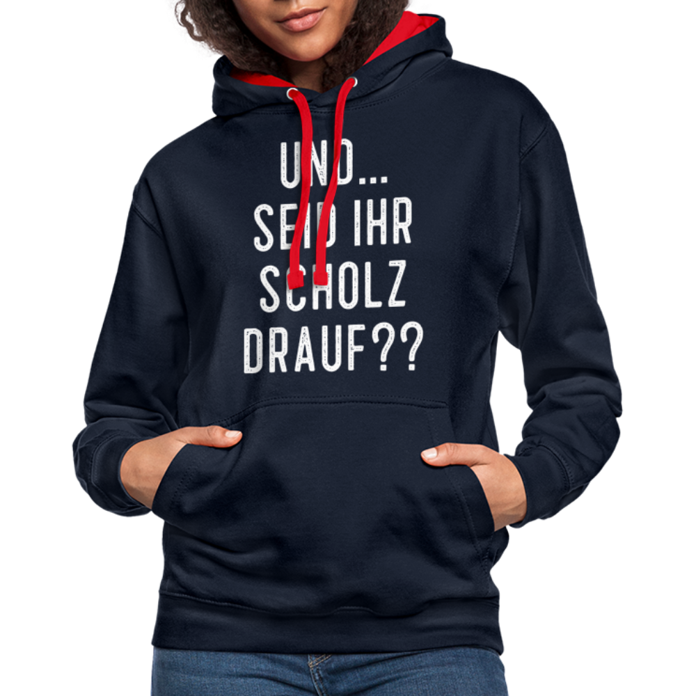 und ... Seid ihr Scholz drauf Kontrast-Hoodie - navy/red