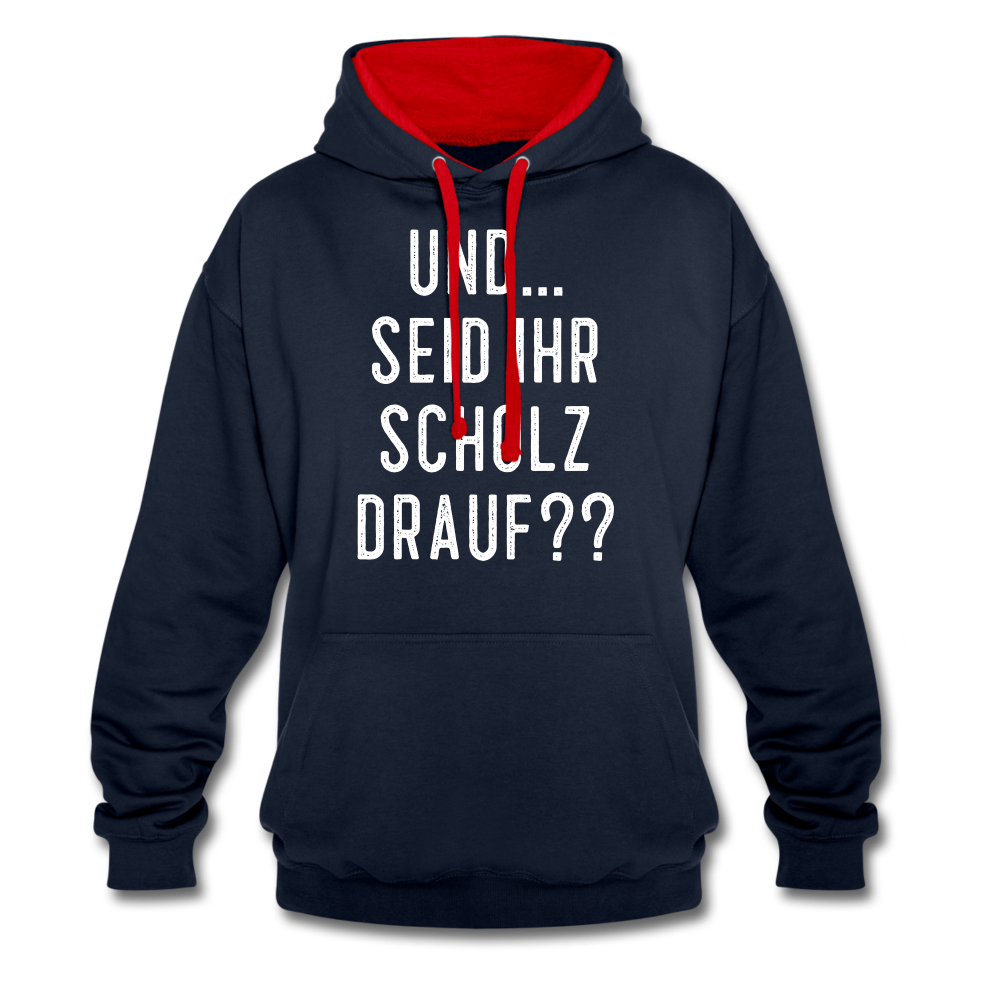 und ... Seid ihr Scholz drauf Kontrast-Hoodie - navy/red