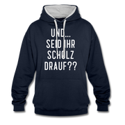 und ... Seid ihr Scholz drauf Kontrast-Hoodie - navy/heather grey