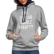 und ... Seid ihr Scholz drauf Kontrast-Hoodie - heather grey/navy