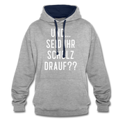 und ... Seid ihr Scholz drauf Kontrast-Hoodie - heather grey/navy