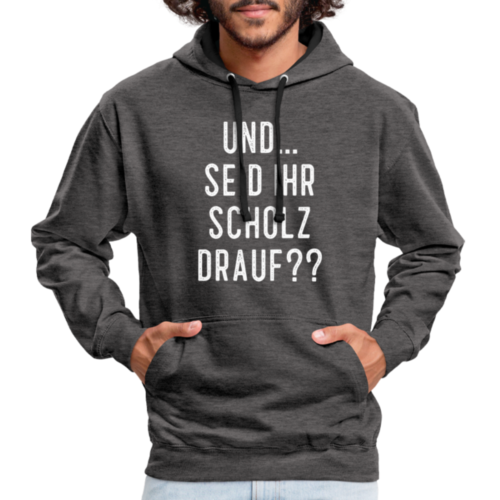 und ... Seid ihr Scholz drauf Kontrast-Hoodie - charcoal/black