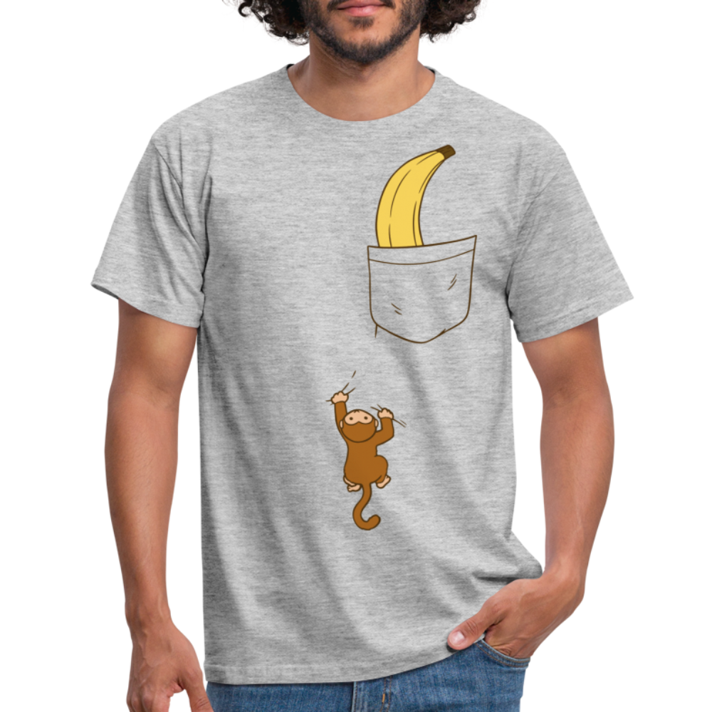 Lustiger Affe Klettert am Shirt hoch Lustiges T-Shirt - heather grey