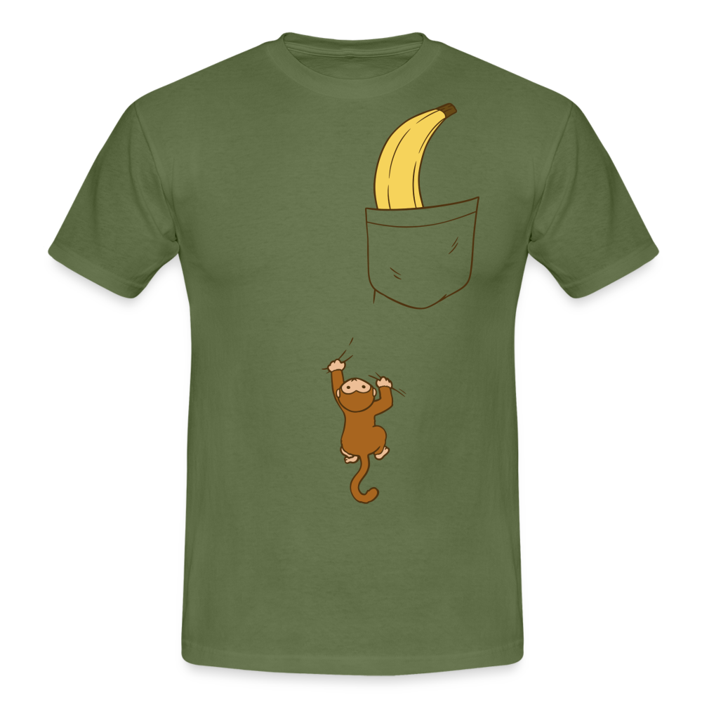 Lustiger Affe Klettert am Shirt hoch Lustiges T-Shirt - military green