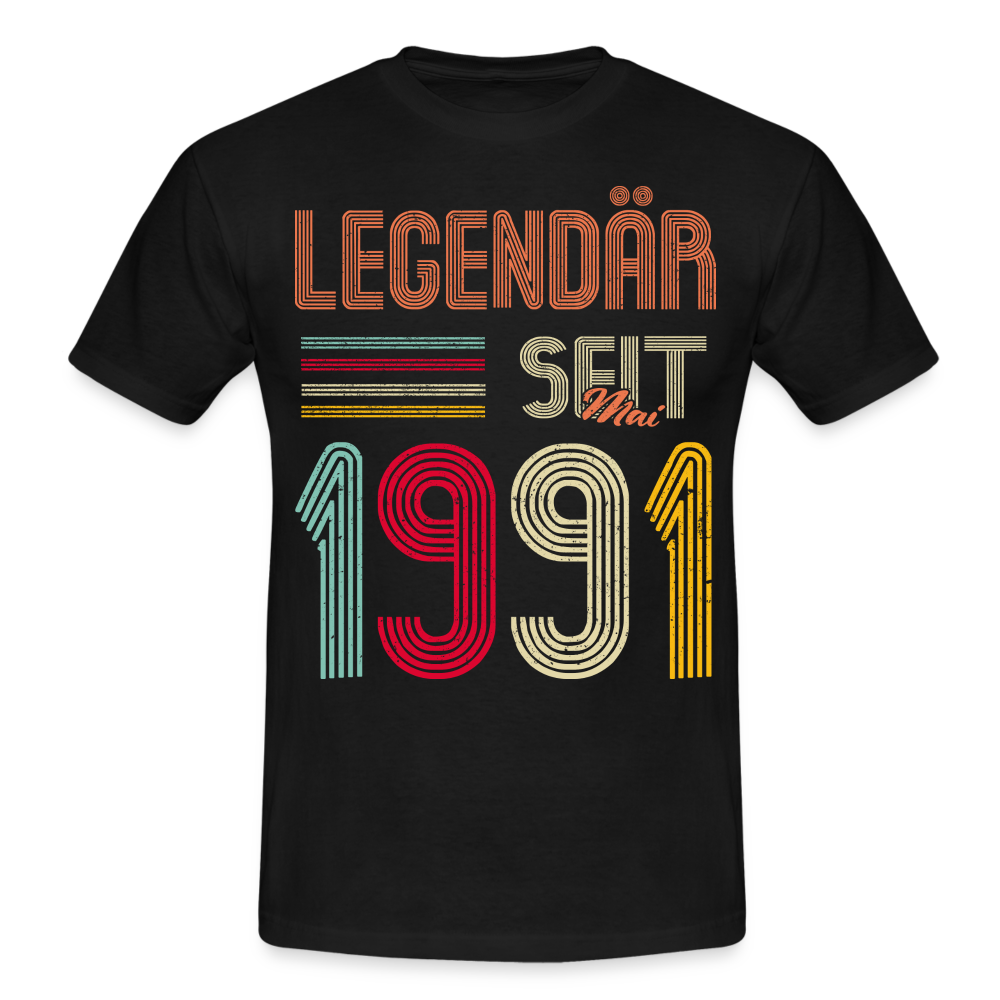 Geburtstags Shirt Im Mai 1991 Geboren Legendär seit 1991 Geschenk T-Shirt - Schwarz