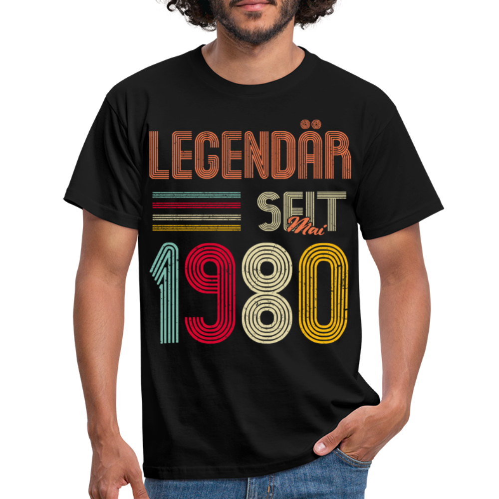 Geburtstags Shirt Im Mai 1980 Geboren Legendär seit 1980, Geschenk T-Shirt - Schwarz
