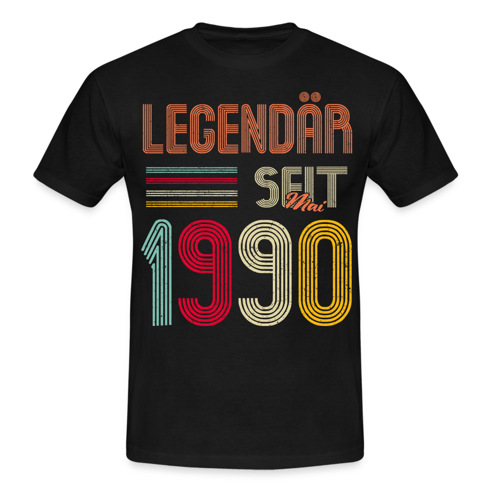 Geburtstags Shirt Im Mai 1990 Geboren Legendär seit 1990, Geschenk T-Shirt - Schwarz