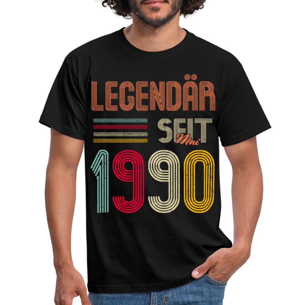 Geburtstags Shirt Im Mai 1990 Geboren Legendär seit 1990, Geschenk T-Shirt - Schwarz