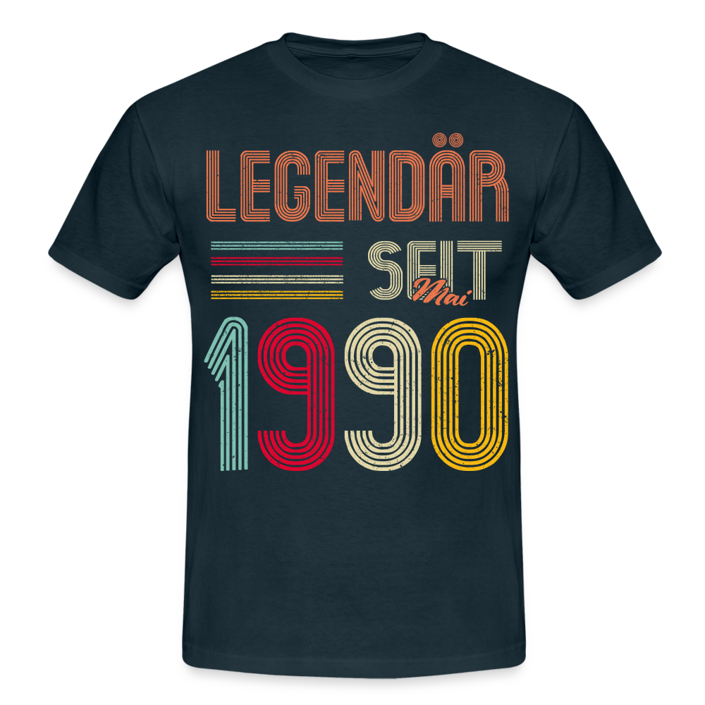 Geburtstags Shirt Im Mai 1990 Geboren Legendär seit 1990, Geschenk T-Shirt - Navy